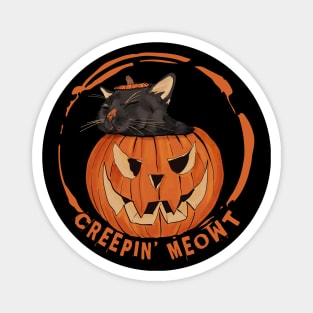 Funny Spooky Pumpkin Cat Magnet